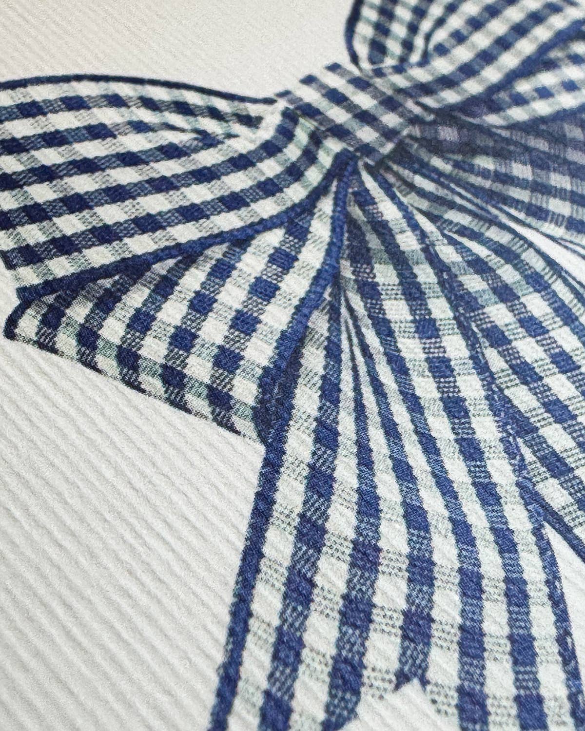 Double Tail Blue Gingham Bow Greeting Card