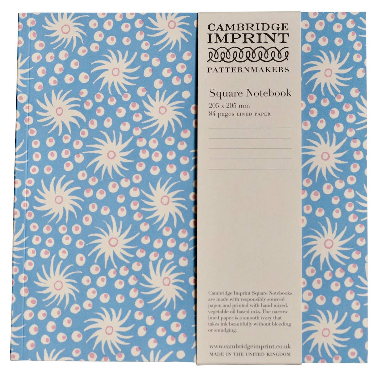 Square Notebook with Lined Paper in Milky Way Blue and Pink