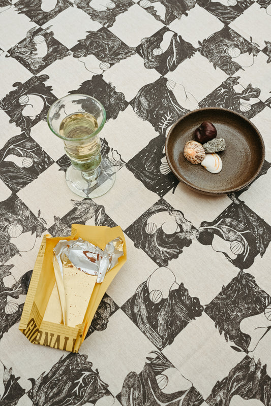 Rousseau check tablecloth, Graphite