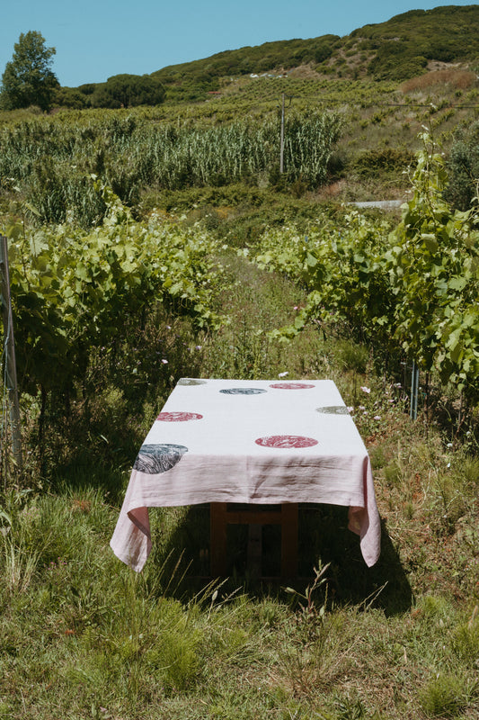 Marble tablecloth pink