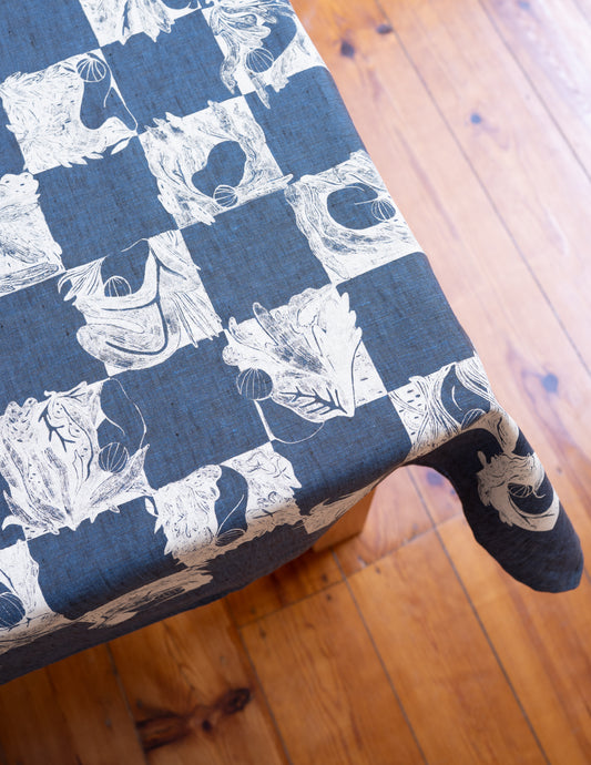 Rousseau tablecloth dark blue